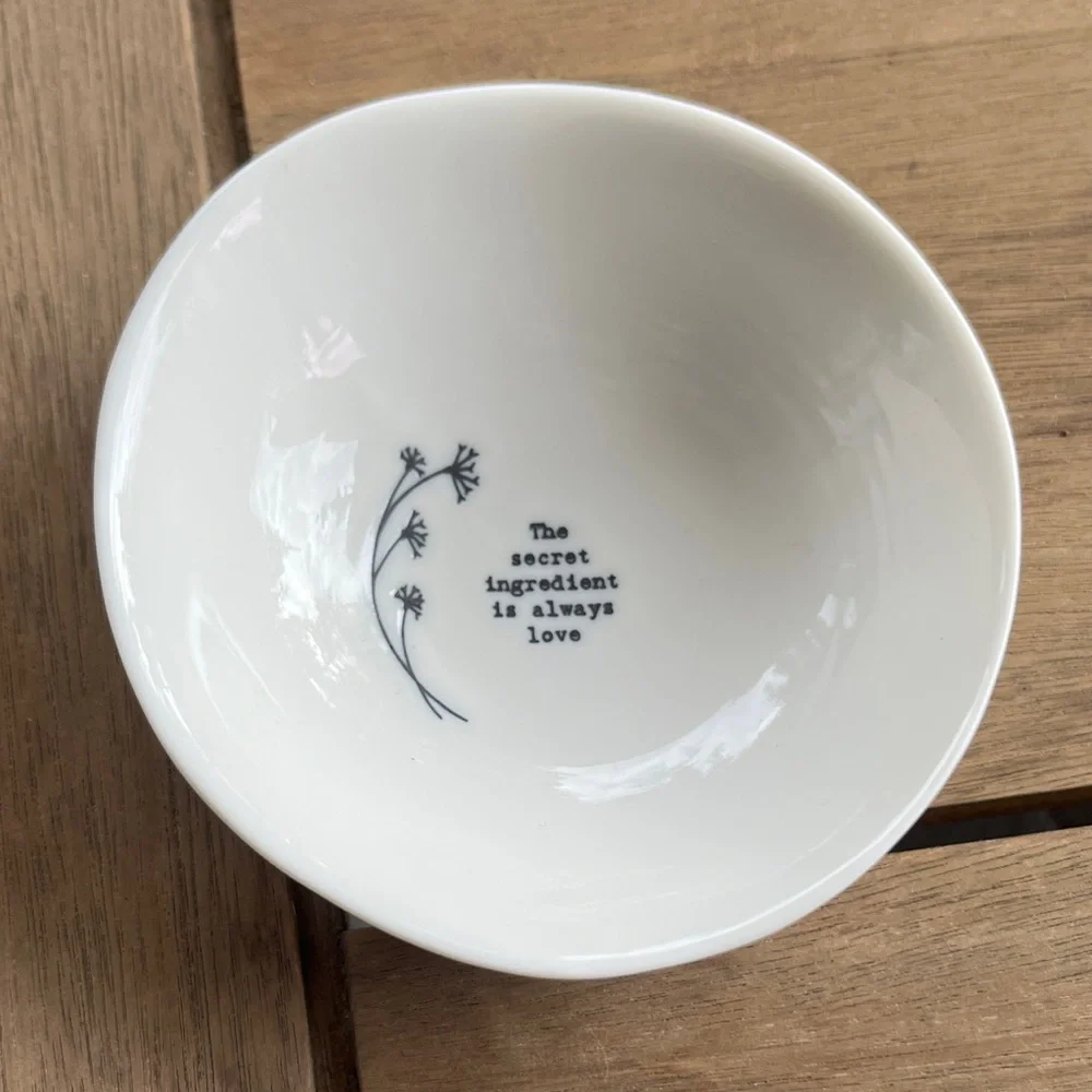 White Ceramic Bowl with Black Text - Picture 4 of 4